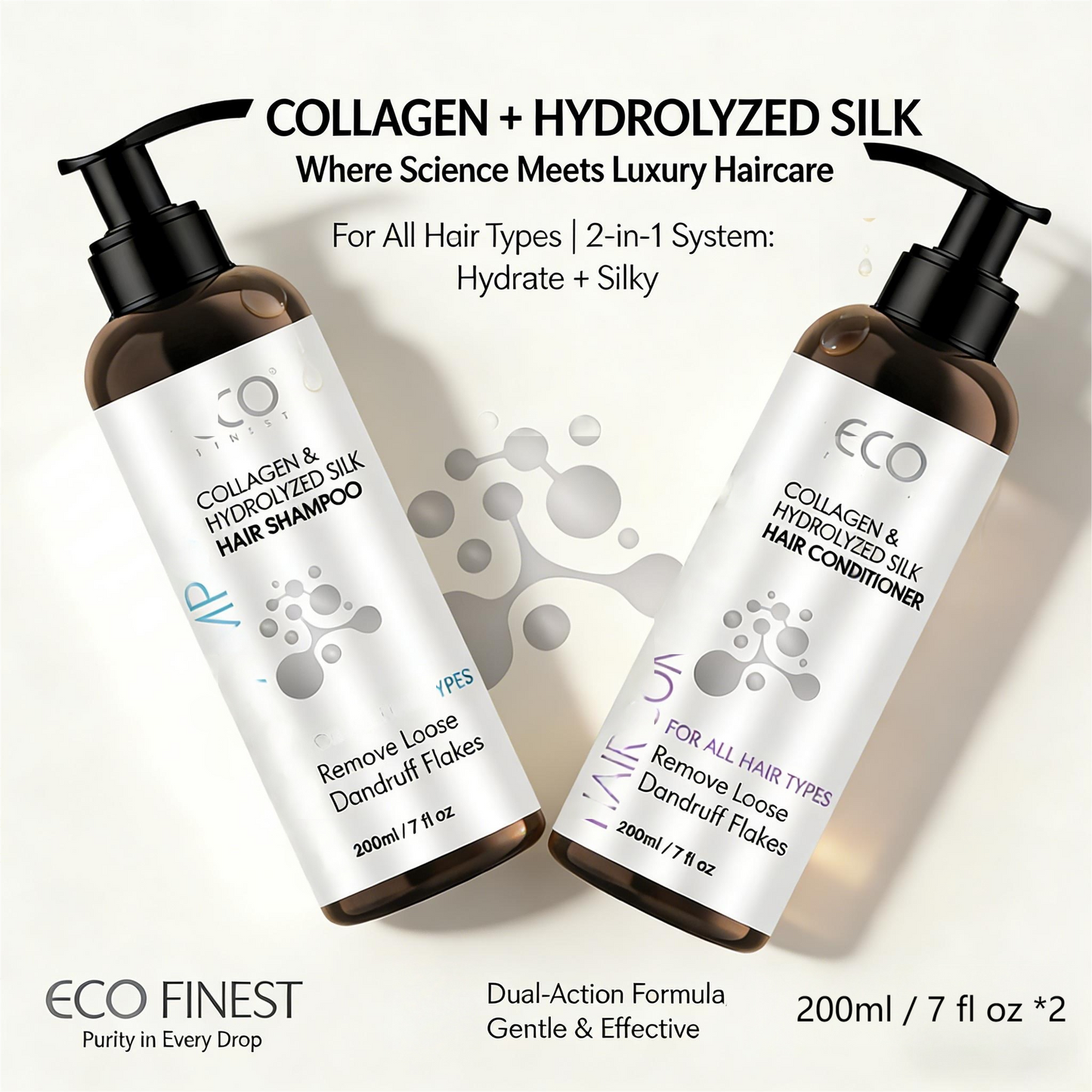200ml x2 Collagen & Hydrolyzed Silk Shampoo & Conditioner Set