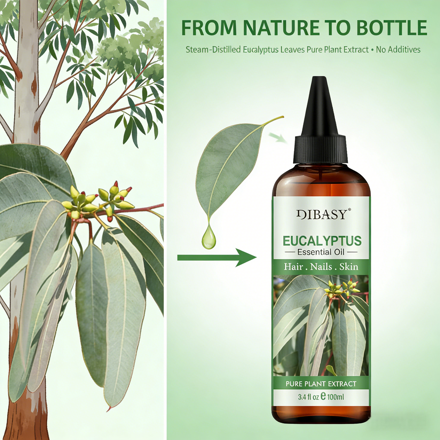100ml Eucalyptus Essential Oil – Pure, Natural & Therapeutic Grade for Hair, Skin, Aromatherapy & Diffuser Use