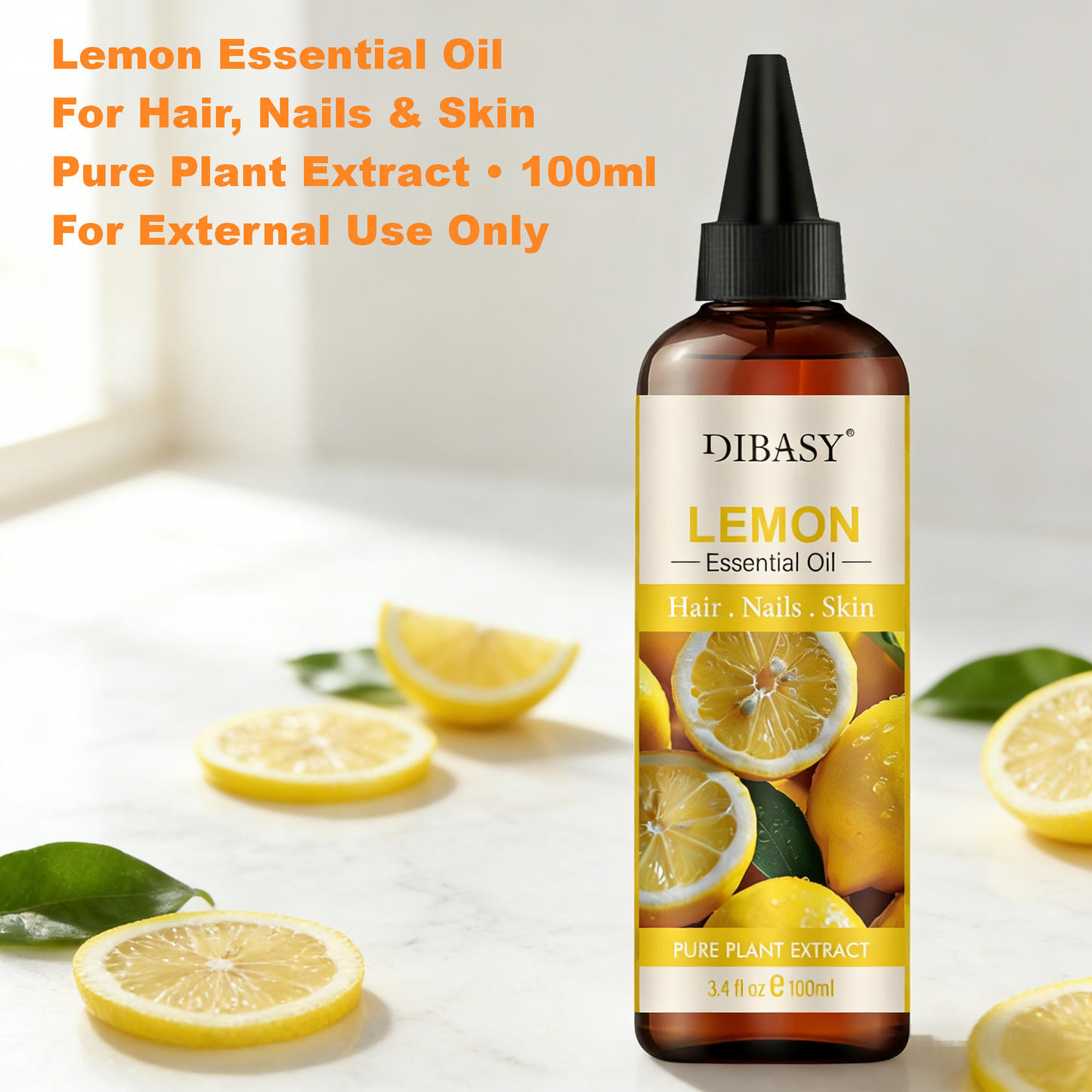 100ml Lemon Essential Oil – Pure, Natural & Refreshing for Hair, Skin, Aromatherapy & Cleaning Use