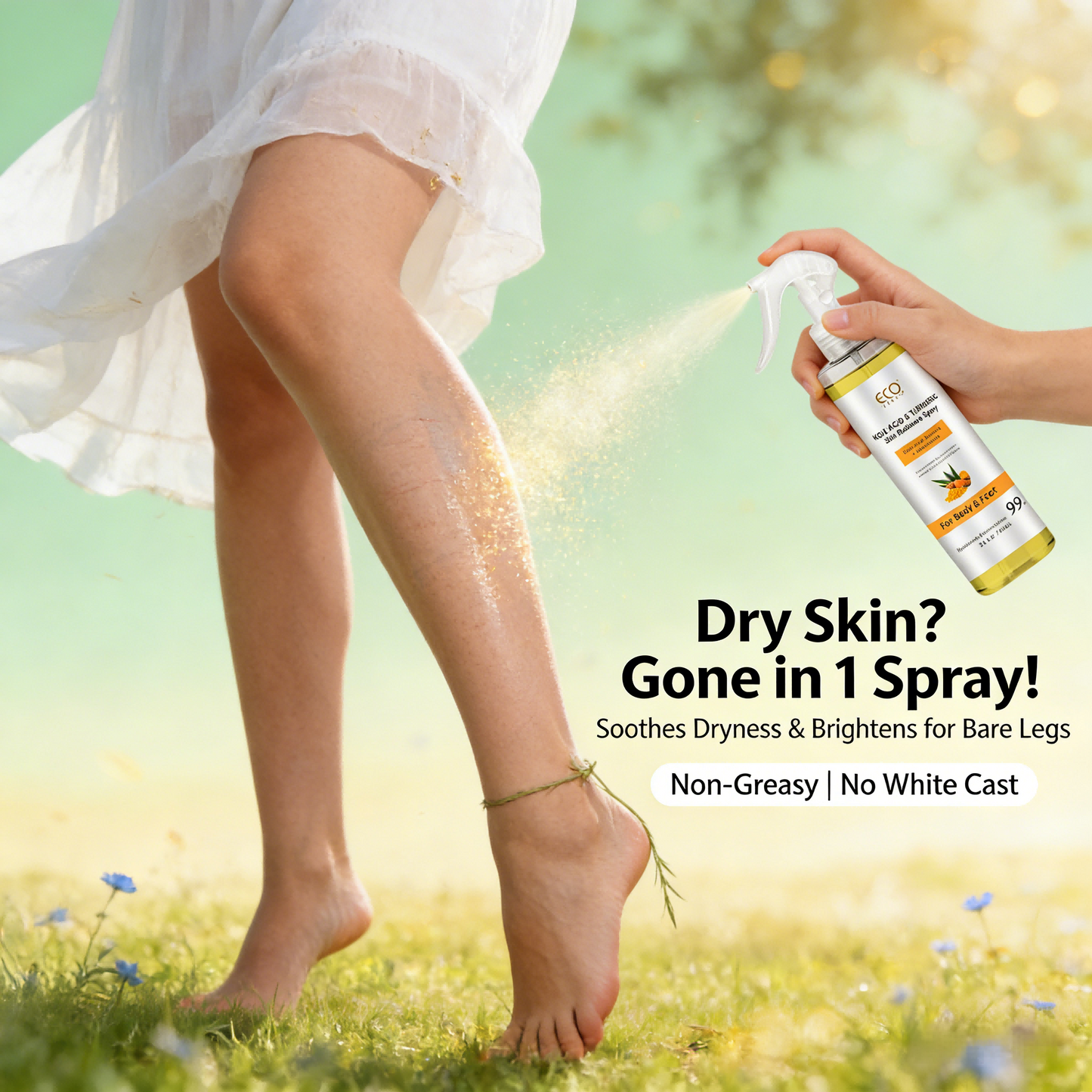 100ml Kojic Acid & Turmeric Skin Radiance Spray – Brighten, Hydrate & Glow for Body & Feet