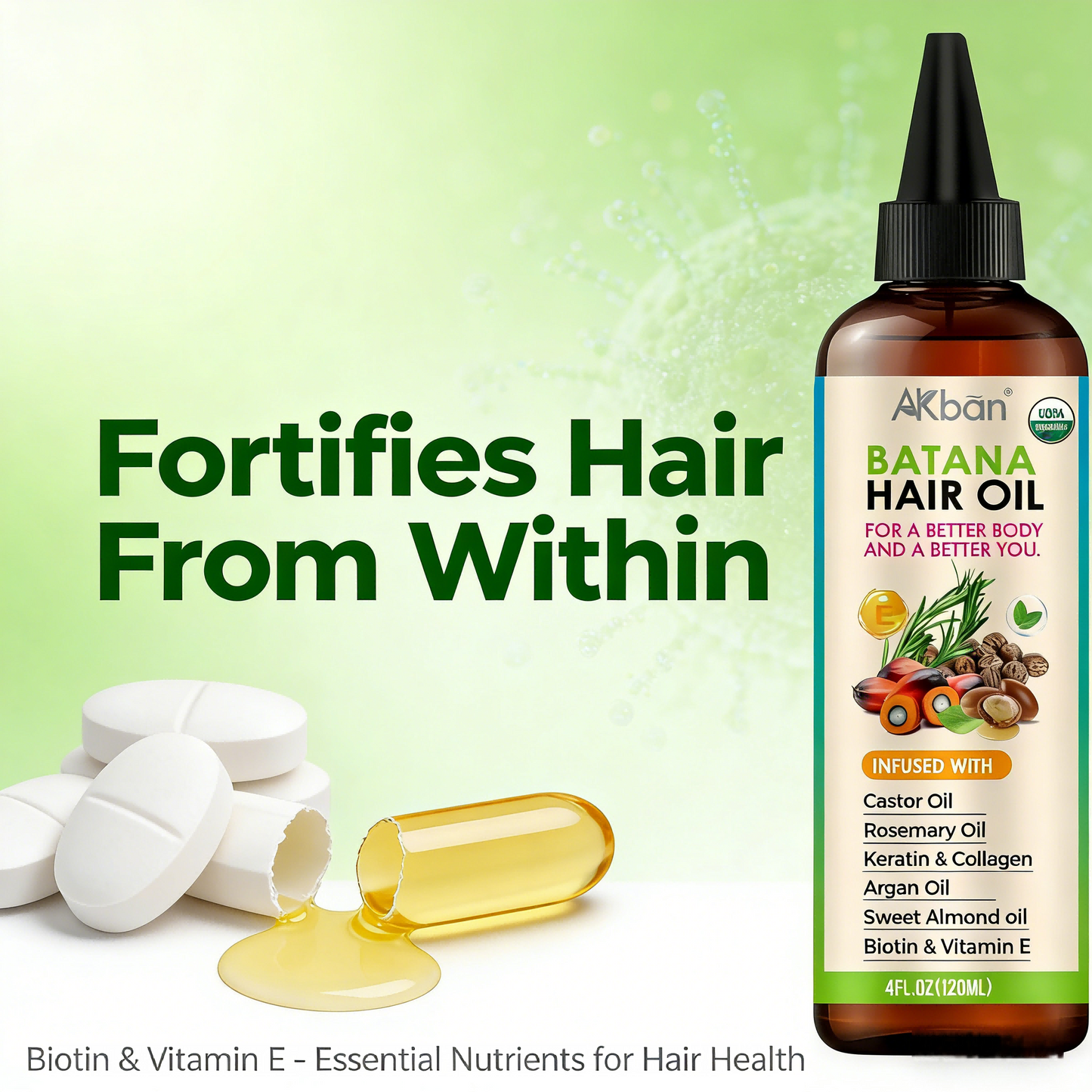 120ml Batana Hair Oil – Organic Growth & Repair Treatment with Castor, Rosemary & Argan Oils